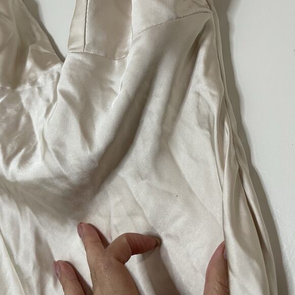 NEW! Selfie Leslie Downtown Cami Strap Front Split Midi Slip Dress Champagne LRG - Picture 7 of 11